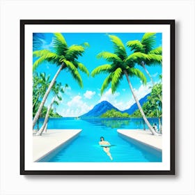 Man Swimming In A Pool Art Print