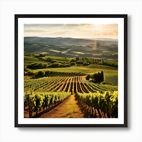 Imagine A Panoramic View From The Top Of An Italian Winery Where The Horizon Stretches Into A Tapestry Art Print