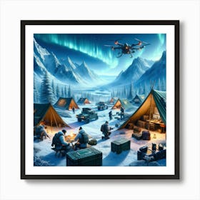 Campers In The Snow Art Print