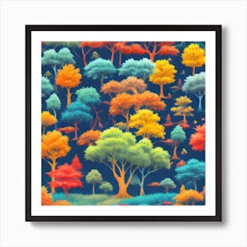 Colorful Trees Art Print