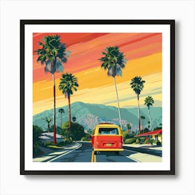 Vw Bus On The Road Art Print