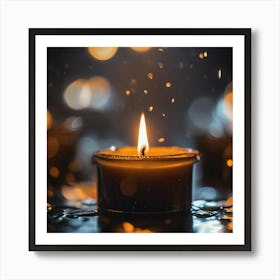 Candle On A Table Art Print