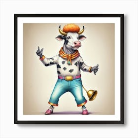 Cow With Horns 12 Art Print