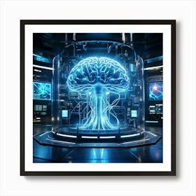 Cyber Brain Fusing Advanced Ai Technology Intricate Neural Networks Visible Glowing Circuitry Fut (4) Art Print