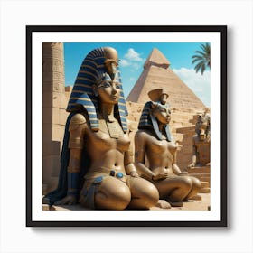 Egyptian Statues Art Print