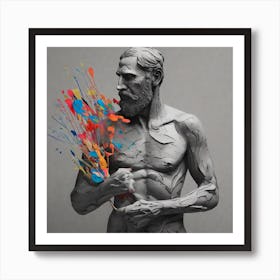 Man With Paint Splatters Art Print