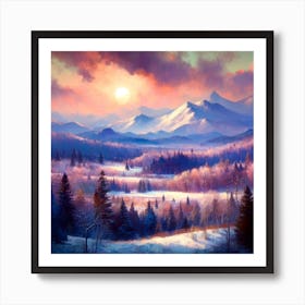 Sunset In The Mountains 3 Art Print