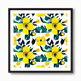 Yellow Flowers On A White Background Art Print