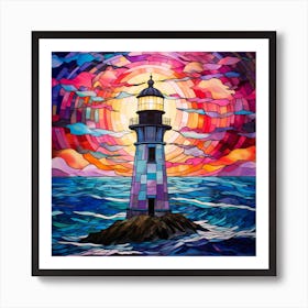 Maraclemente Stained Glass Lighthouse Vibrant Colors Beautiful 2 Art Print