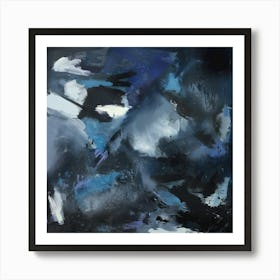 Calm Beneath The Storm- Bold Art, Abstract Painting, Blue, Cloud Art, Blue, Bold, Sky, Scenery, Expressionism, Minimalist Art, Modern Art Print