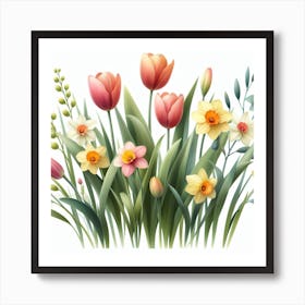 Tulips and Daffodils 2 Art Print