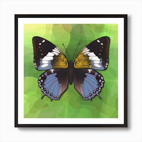 Mechanical Butterfly The Charaxes Smaragdalis F On A Green Background Art Print