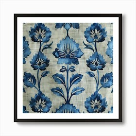 Blue And White Floral Pattern Art Print