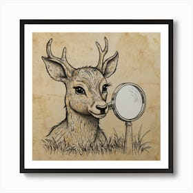 Deer With Magnifying Glass 2 Art Print