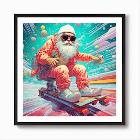 Santa Claus On Skateboard 1 Art Print