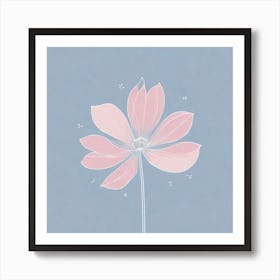 A White And Pink Flower In Minimalist Style Square Composition 222 Art Print