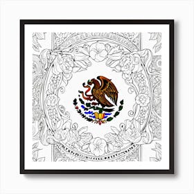 Mexican Flag Coloring Page Art Print