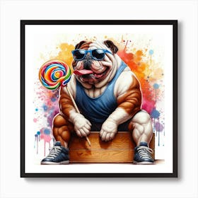 Bulldog Beast With Lollipop Art Print