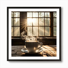 Coffee Cup On A Wooden Table 3 Art Print