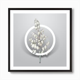 Vintage Adam's Needle Minimalist Floral Geometric Circle on Soft Gray n.0409 Art Print