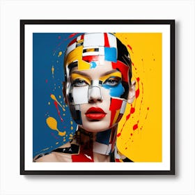 Abstract Woman With Colorful Face Paint Art Print