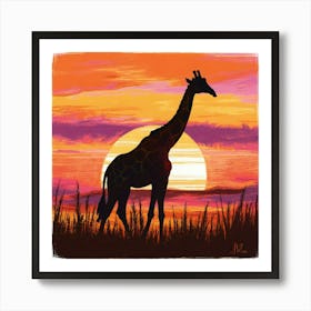 Sunset Giraffe Art Print