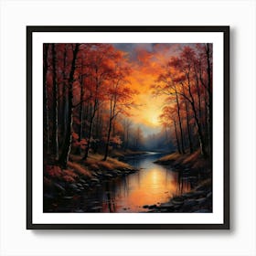 Sunset In The Woods Art Print