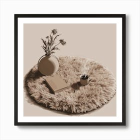 Cup Of Coffee On A Rug Art Print