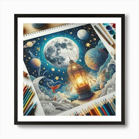 Explore The Magic Of The Moon Painting (2) Art Print