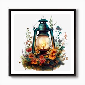 Lantern In The Garden Art Print