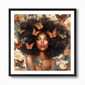 Afro Girl With Butterflies 1 Poster