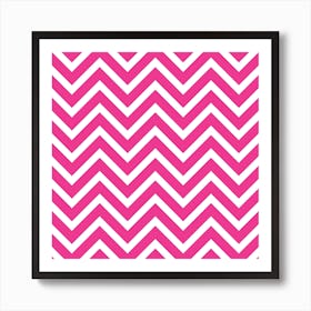 Chevron Pattern Zigzag Design Pink White Art Print