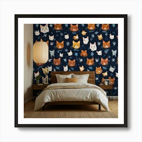 Cats Wallpaper Art Print