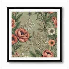 Floral Wallpaper Art Print