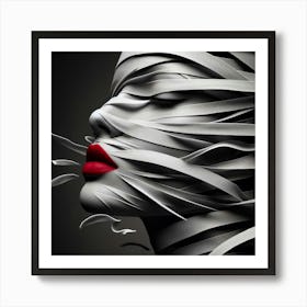 Portrait Of A Woman Wrapped In Paper Art Print