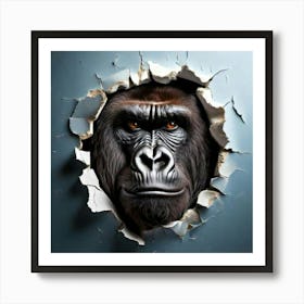 Firefly Intense Gorilla Face Emerging From Ripped Paper 11546 (2) Art Print