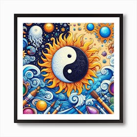 Yin Yang sun and moon 2 Art Print