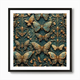 Wallpaper With Butterflies Art Print