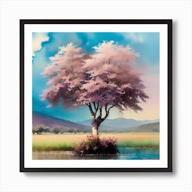 Tree By The Lake Art Print