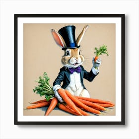 Rabbit With Carrots 14 Art Print