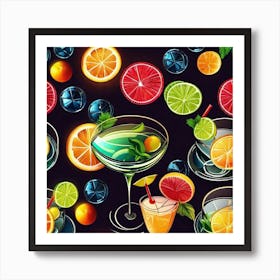 Seamless Pattern With Drinks Art Print