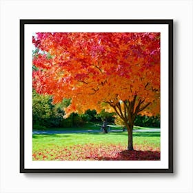 Anecdote Of An Autumnal Oak Tree Bathed In Brilliant Violet Hues In A Mid September Setting Leaves (3) Art Print