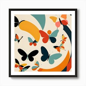Butterflies In A Circle Abstract Painting Art Print