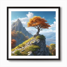 Tree On A Rock Art Print