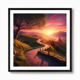 Sunset In The Mountains 1 Art Print