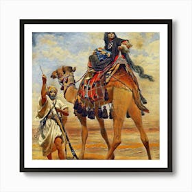 Camel And A Woman Art Print