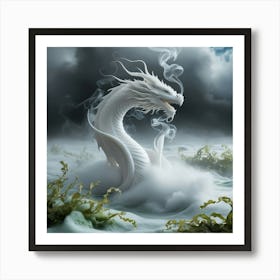 White Dragon In The Water Art Print