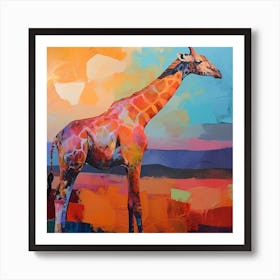 Impasto Warm Giraffe Portrait 3 Art Print