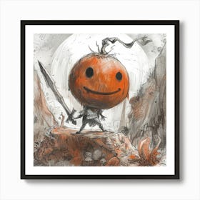 Pumpkin With A Sword Art Print