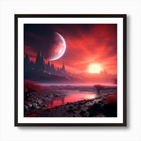 An Alien Planet With Red Sky 2:7 Art Print